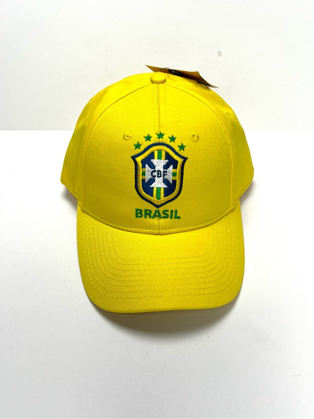 Brasil CBF Football Soccer Fi Yellow Snapback Curved Cotton Adults Hat Cap